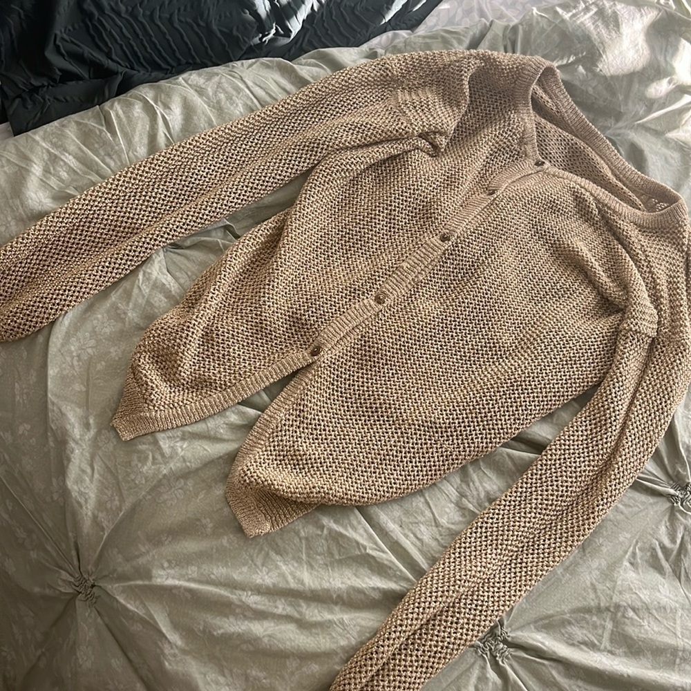 Gold Metallic Sweater with Buttons